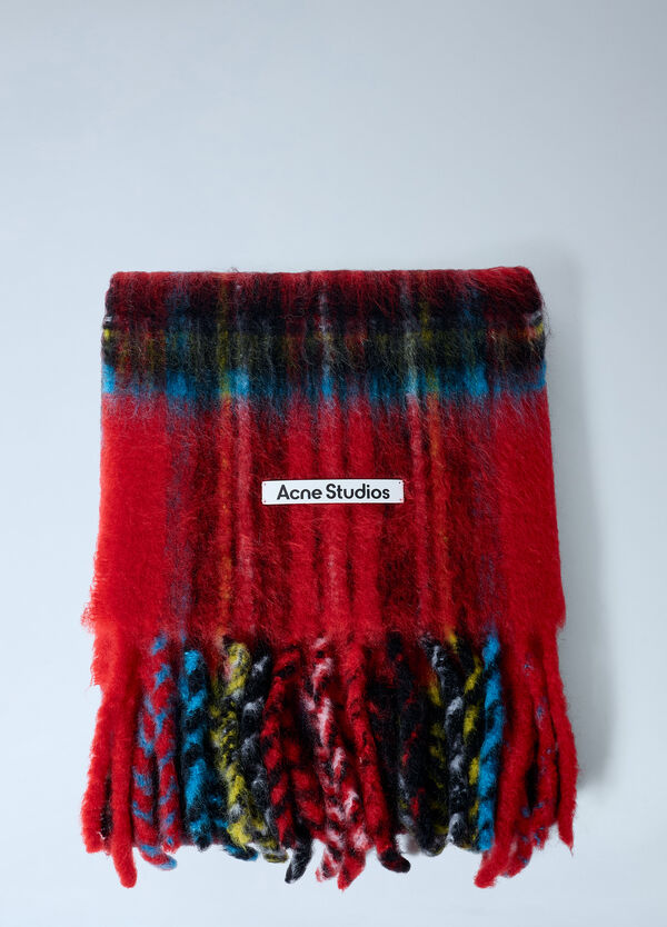Acne Studios Mohair Checked Scarf Red acn0162034